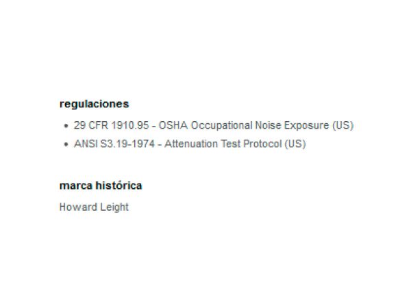 Orejera Howard Leight QM24+ - regulaciones y marca historica del producto - EPP Industrial